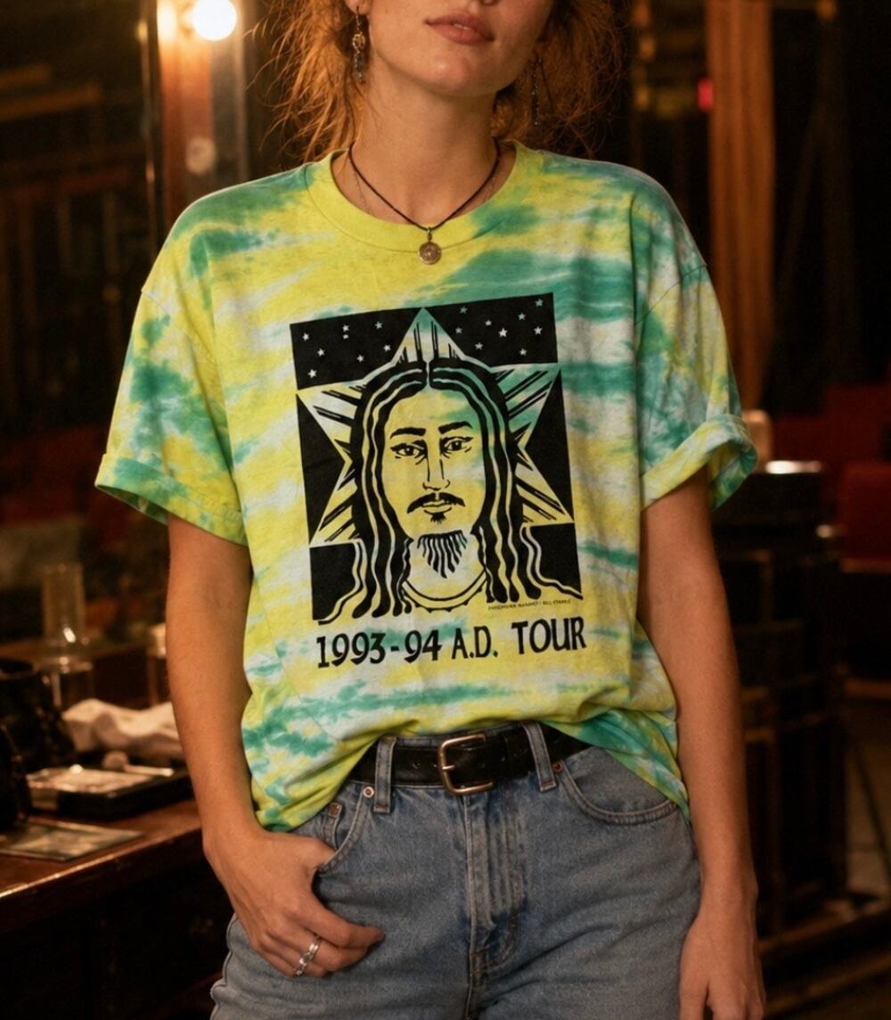 Vintage 90s Jesus Christ Superstar A.D. Tour Tie Dye Tee grunge festival boho M